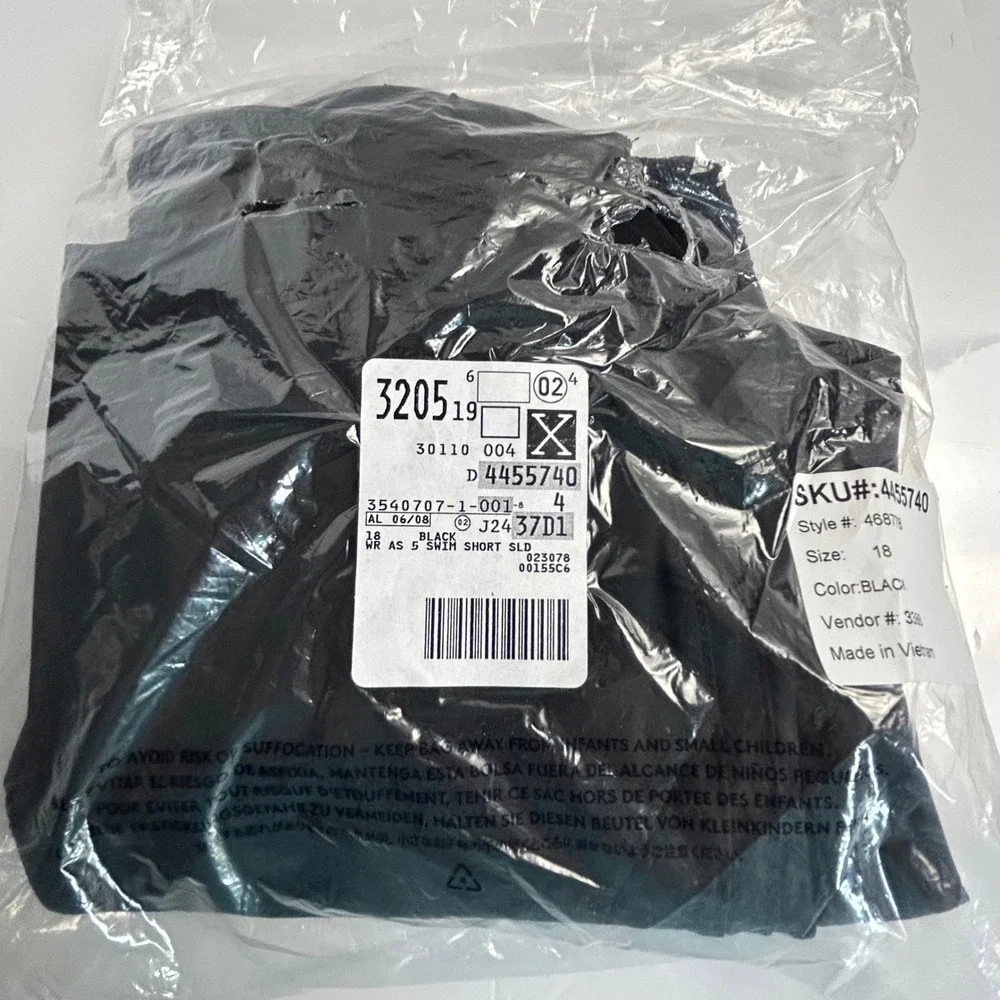 Lands‎ End Sport Womens Black Swim Shorts Plus Size 18 Boardshorts 468778